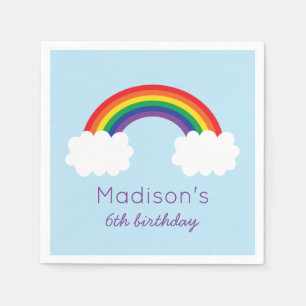 Serviette Jetable Anniversaire mignon d'arc-en-ciel
