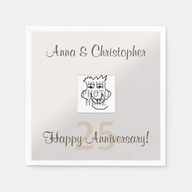 Serviette Jetable Anniversaire photo personnelle et argent de texte (Devant)