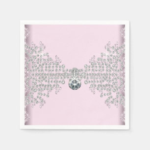 Serviette Jetable Anniversaire rose diamant