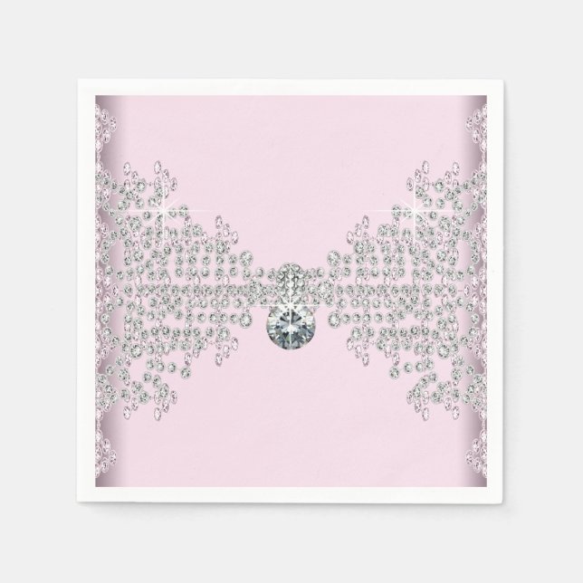 Serviette Jetable Anniversaire rose diamant (Devant)