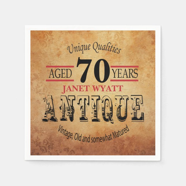 Serviette Jetable Antique 70e anniversaire Design (Devant)