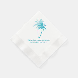 Serviette Jetable Aqua Palm Trees Beach Wedding