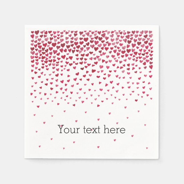 Serviette Jetable Aquarelle - Coeurs en chute (Devant)