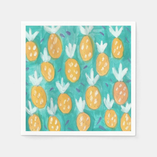 Serviette Jetable Aquarelle d'ananas (Devant)