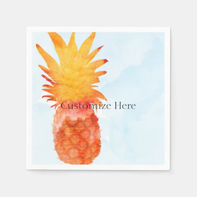 Serviette Jetable Aquarelle d'ananas Fête d'été tropicale (Devant)