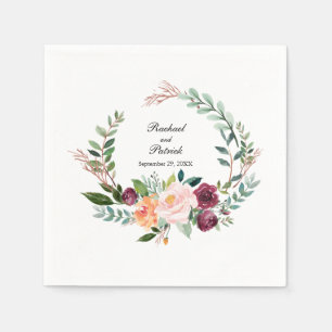 Serviette Jetable Aquarelle d'automne Floral Mariage