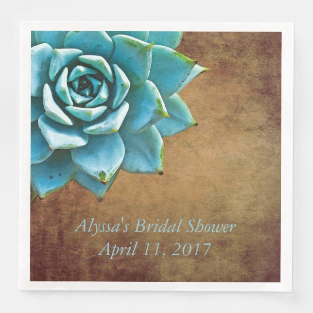 Serviette Jetable Aquarelle de Fête des mariées Succulente Rustique  (Devant)