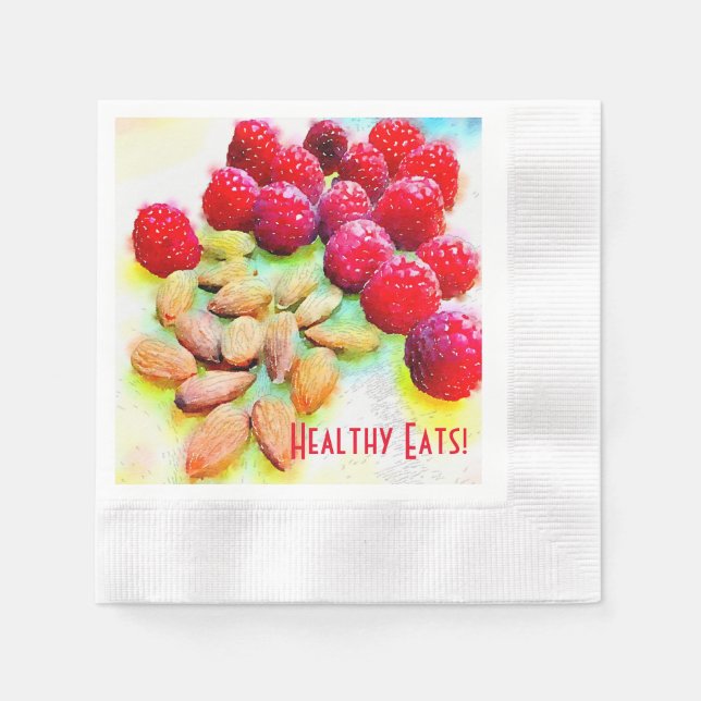 Serviette Jetable Aquarelle de framboise de pique-nique sur mesure (Devant)