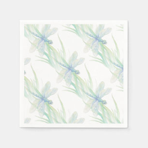 Serviette Jetable Aquarelle Dragonfly in Soft Blues & Green Art