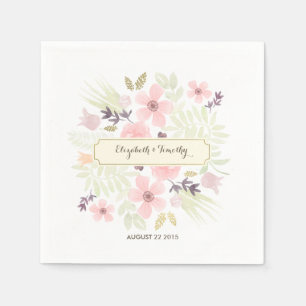 Serviette Jetable Aquarelle et Jardin d'or Menu Personnalisé Naples