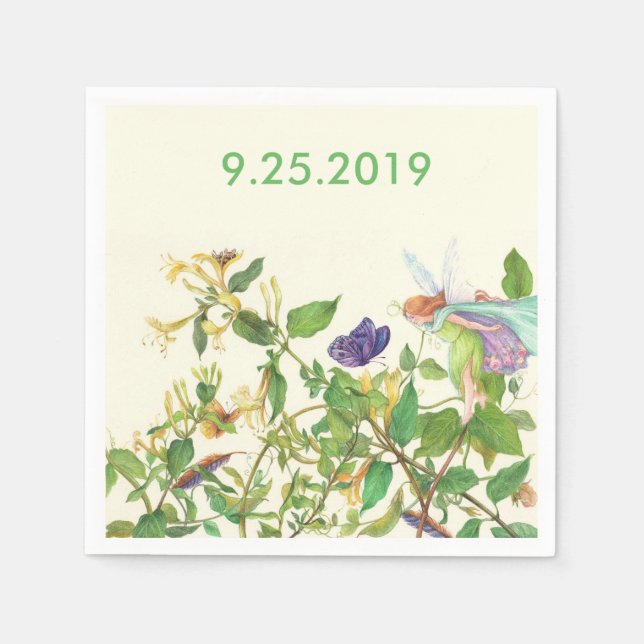 Serviette Jetable Aquarelle Ethérée Fleur Personnalisée (Devant)