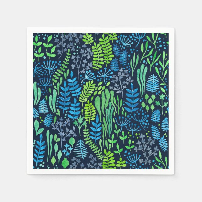 Serviette Jetable Aquarelle fleurie doodles arrière - plan foncé (Devant)