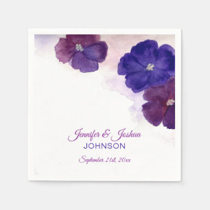 Serviette Jetable Aquarelle Floral Violet Plum Violet Mariage