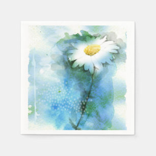 Serviette Jetable Aquarelle jolie marguerite - Toutes les options