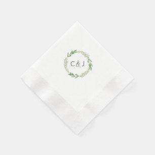 Serviette Jetable Aquarelle Laurel Wreath Cocktail Napkins