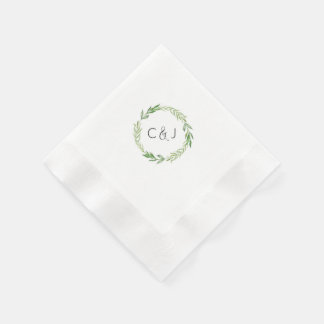 Serviette Jetable Aquarelle Laurel Wreath Cocktail Napkins