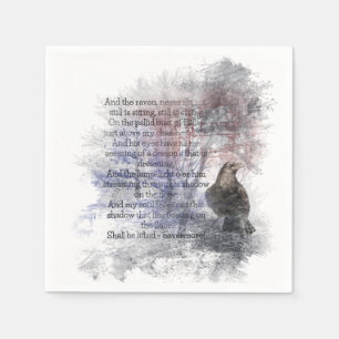 Serviette Jetable Aquarelle Le Corbeau Edgar Allan Poe Poem