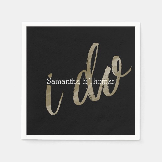 Serviette Jetable Aquarelle Noire Or Je Fais (Devant)