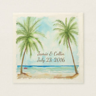 Serviette Jetable Aquarelle Palm Tree Papier de mariage personnalisé