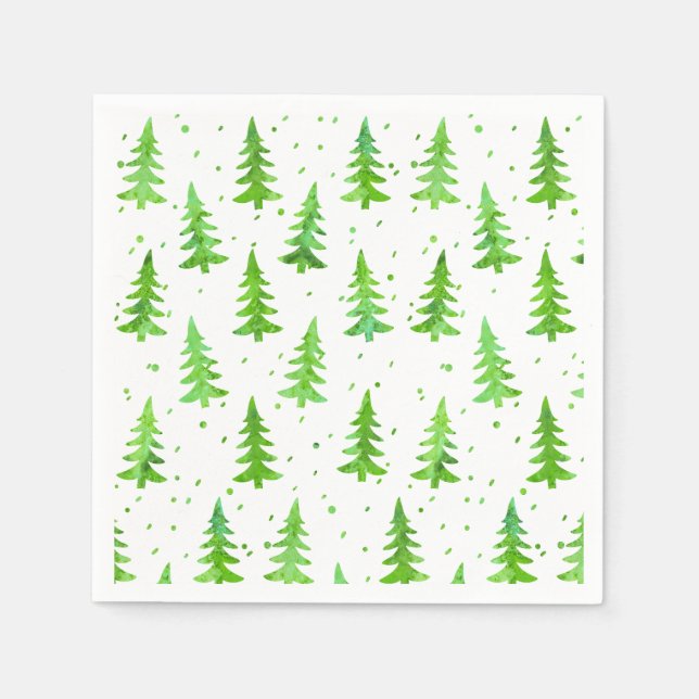 Serviette Jetable Aquarelle Pine Arbres (Devant)