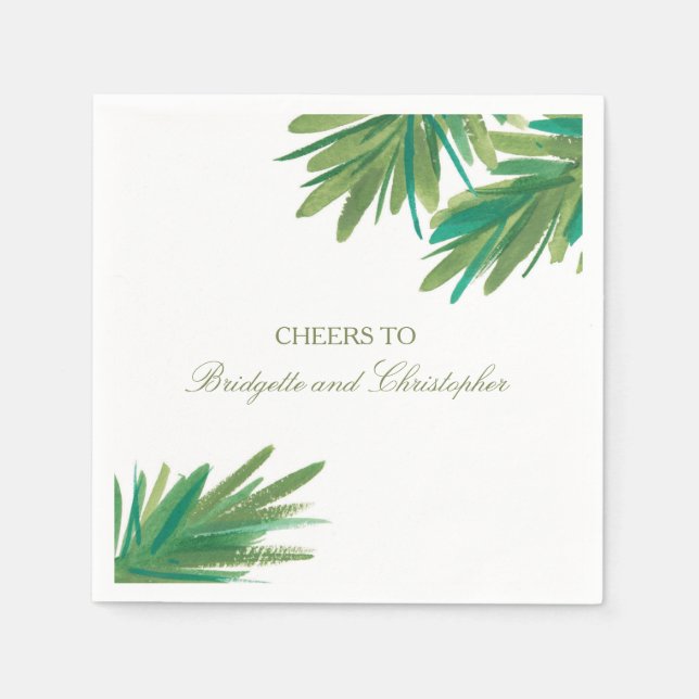 Serviette Jetable Aquarelle Pine Woods | Réception de mariage (Devant)