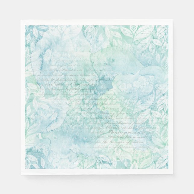 Serviette Jetable Aquarelle Turquoise Green Party (Devant)