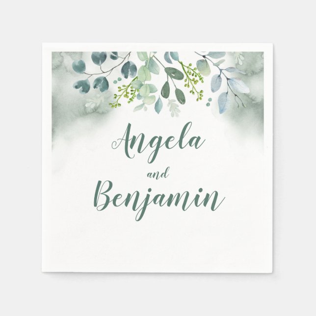 Serviette Jetable Aquarelle verte (Devant)