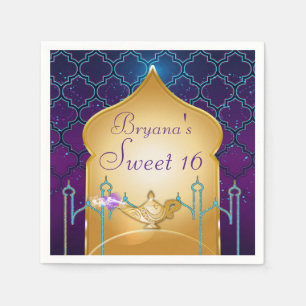 Serviette Jetable Arabian Nights Gold Magic Lamp Party