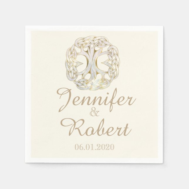 Serviette Jetable Arbre celtique de la vie Gold Thistle Mariage Napk (Devant)