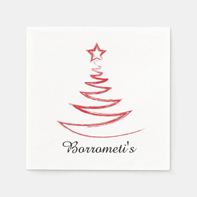 Serviette Jetable Arbre de Noël Rouge Cocktail personnalisé Napktail (Devant)