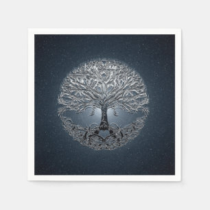 Serviette Jetable Arbre de nuit paisible de ciel bleu de la vie