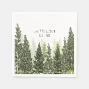 Serviette Jetable Arbres Pins Rustiques Mariage Simple Campagne