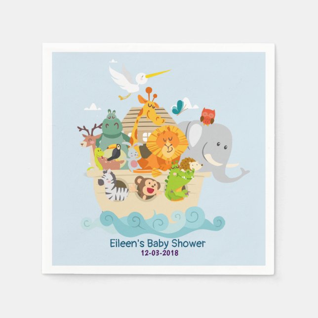 Serviette Jetable Arche de Noé - animaux (Devant)