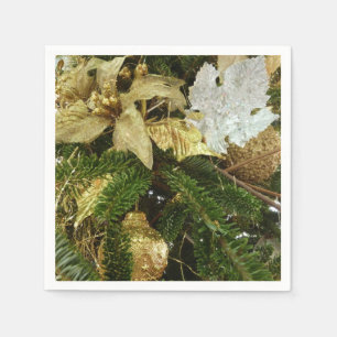 Serviette Jetable Argent et or Noël Arbre II