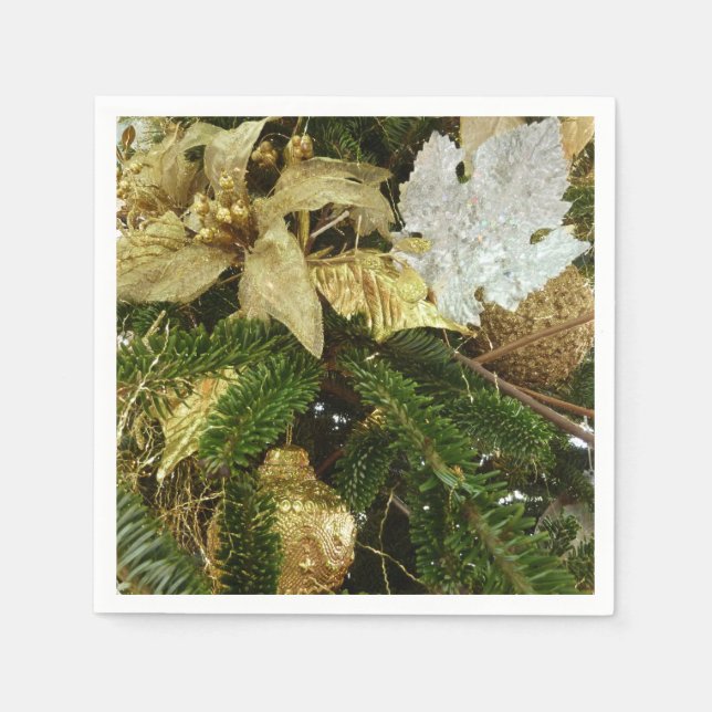 Serviette Jetable Argent et or Noël Arbre II (Devant)