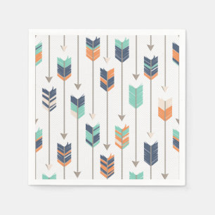 Serviette Jetable Arrow Tribal Blue Orange Green Paper Naples