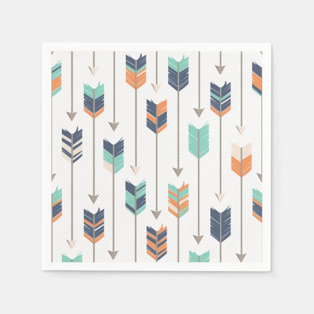 Serviette Jetable Arrow Tribal Blue Orange Green Paper Naples (Devant)