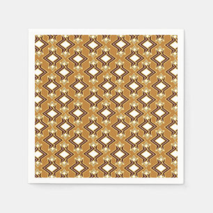 Serviette Jetable Art Déco Fond d'écran Motif, Tan et Brown
