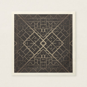 Serviette Jetable Art déco, nouveau, argent, noir, élégant, chic, mo