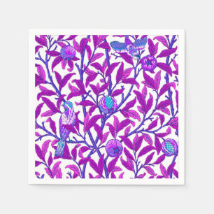 Serviette Jetable Art Nouveau Oiseau & grenade, Améthyste Purple