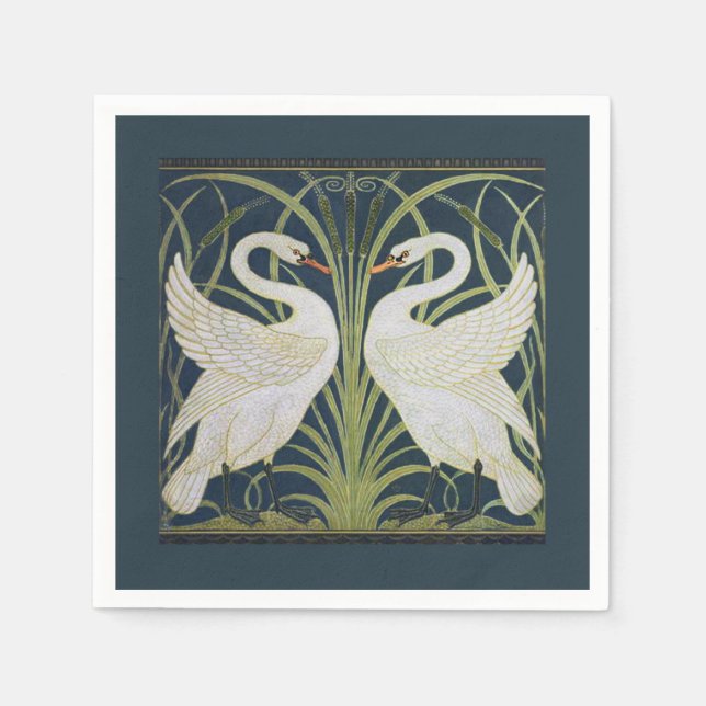 Serviette Jetable Art Nouveau Swan Deux Swans (Devant)