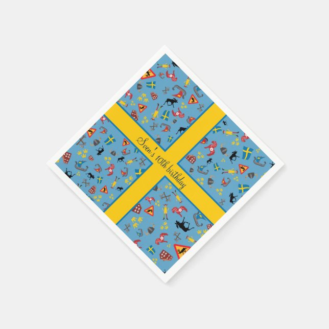 Serviette Jetable Articles de culture suédoise avec drapeau (Coin)