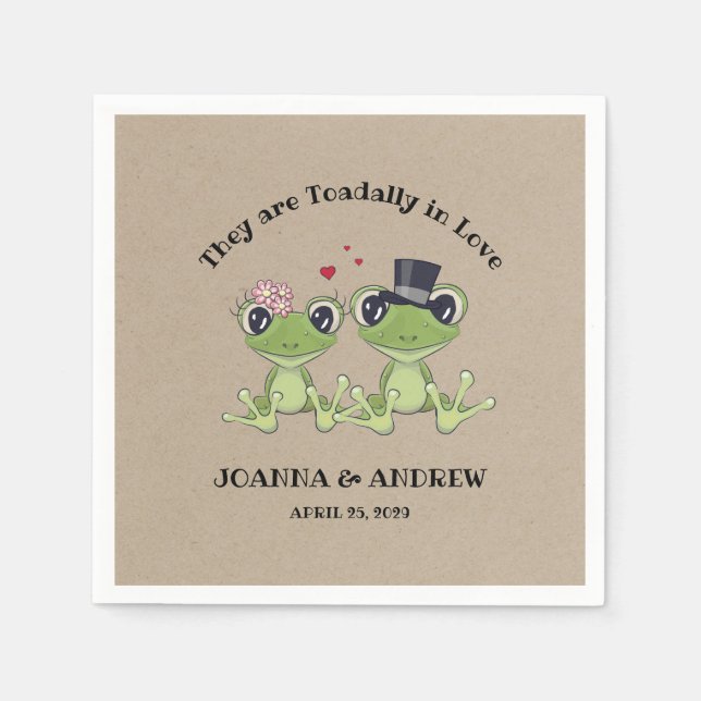 Serviette Jetable ©Aujourd'hui dans l'amour Frog Mariage Personnalis (Devant)