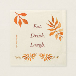 Serviette Jetable Automne orange rouille feuilles manger boisson rir