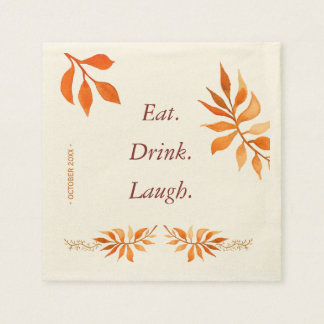 Serviette Jetable Automne orange rouille feuilles manger boisson rir
