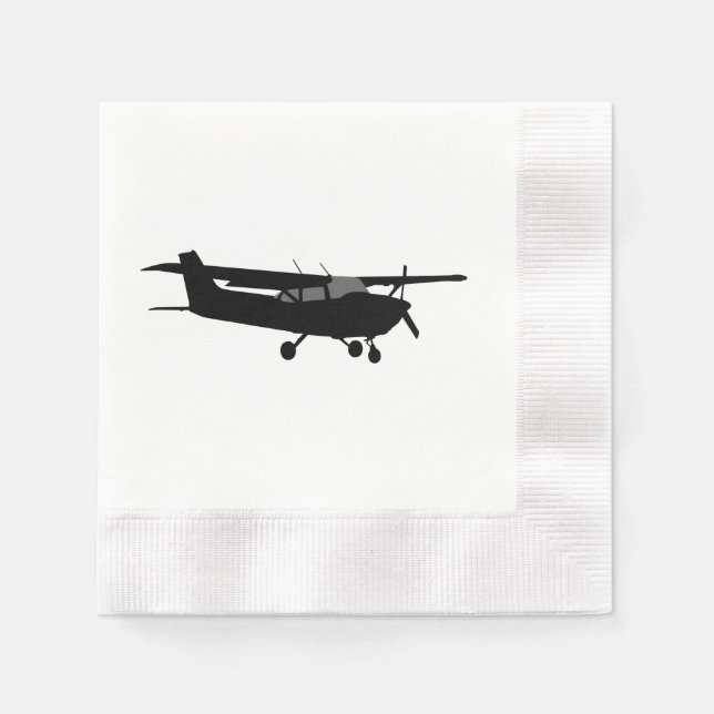 Serviette Jetable Avion classique Cessna noir Silhouette volante (Devant)