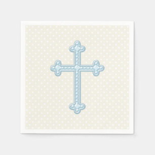 Serviette Jetable Baby Blue Cross Christening