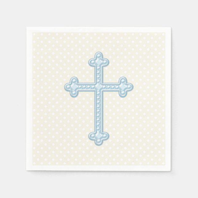 Serviette Jetable Baby Blue Cross Christening (Devant)
