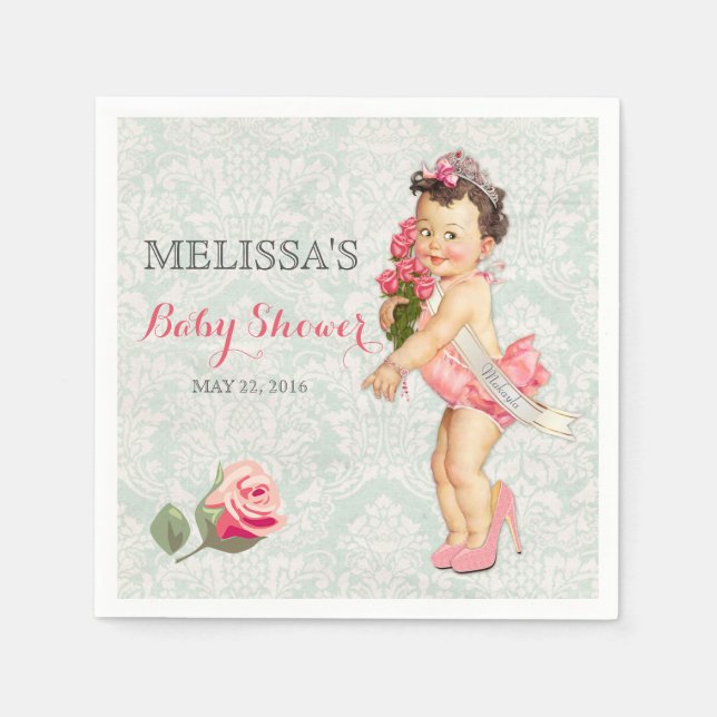 Serviette Jetable Baby Girl Princess Tiara Couronne Rose (Devant)