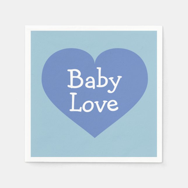 Serviette Jetable Baby Love Baby Blue Heart (Devant)